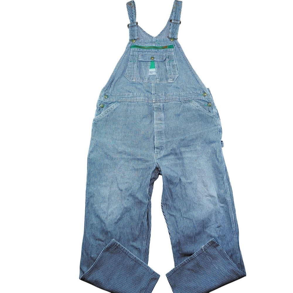 VTG Liberty Men Overalls Hickory Stripe Denim Regular 34x32 Workwear Made in USA